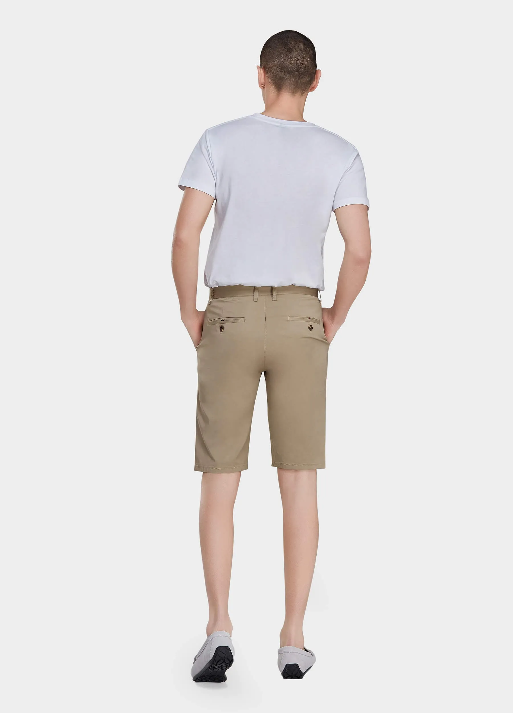 1PA1 Men's Flat Front Cotton Shorts with Slant Pocket Slim Fit(Clearance)