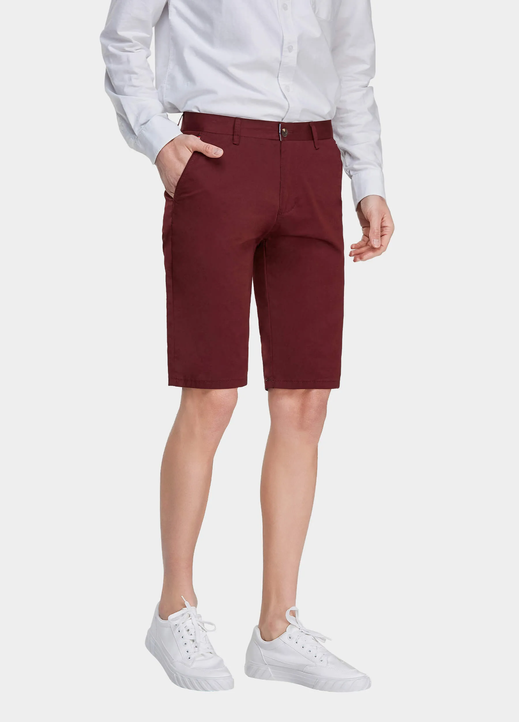 1PA1 Men's Flat Front Cotton Shorts with Slant Pocket Slim Fit(Clearance)