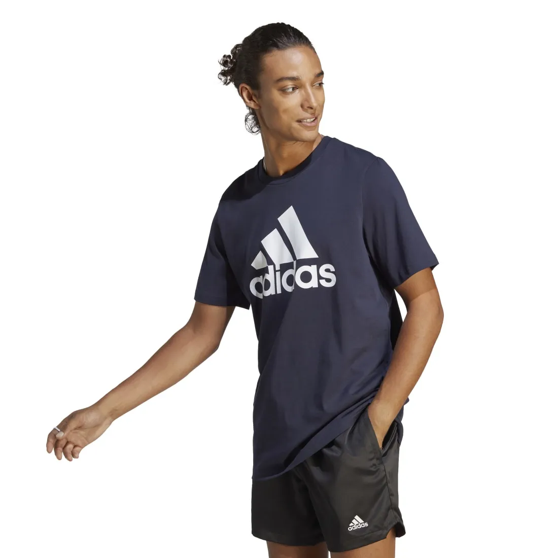 ADIDAS ESSENTIALS SINGLE JERSEY MEN'S BIG LOGO TEE BLUE