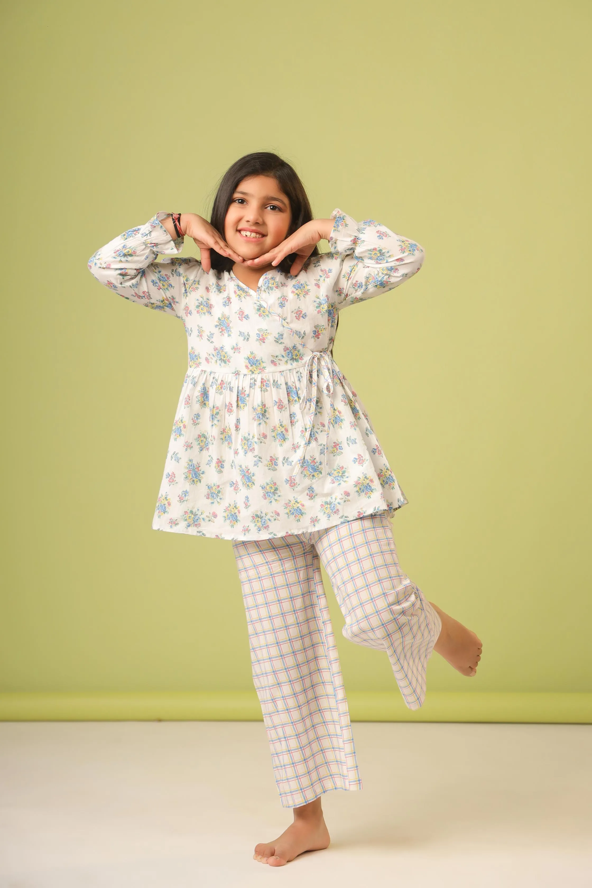 Angrakha Blue Floral PJ Set