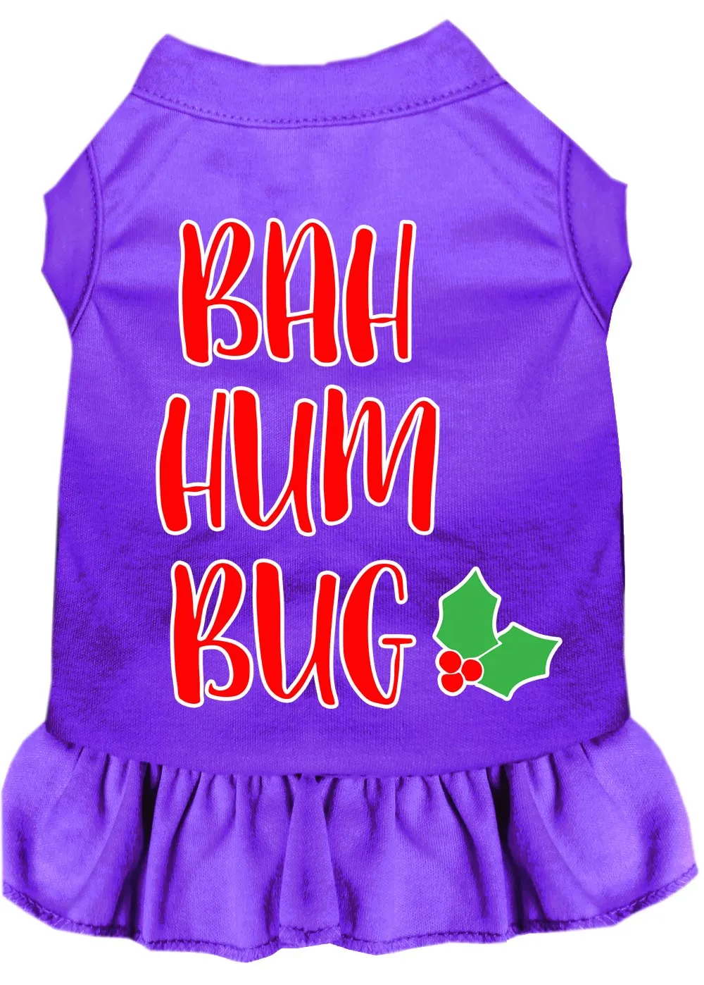 Bah Humbug Screen Print Dog Dress Purple 4x