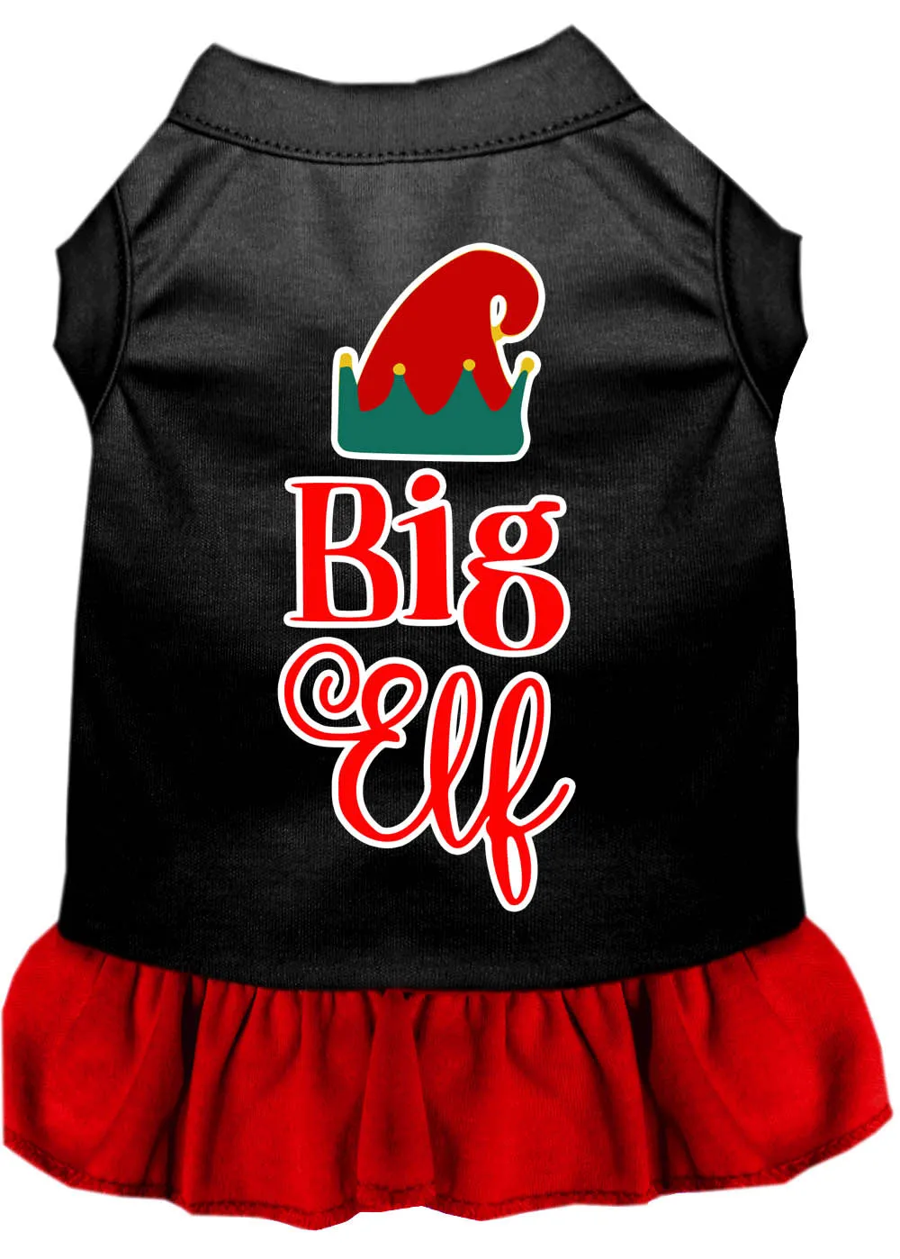 Big Elf Screen Print Dog Dress Black With Red Sm