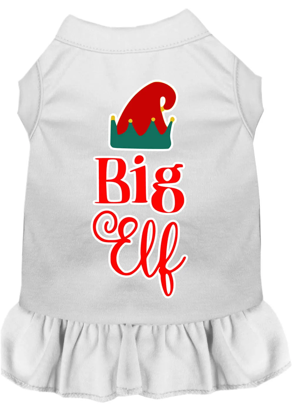 Big Elf Screen Print Dog Dress White 4x