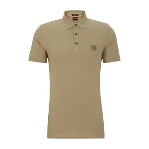 BOSS Passenger Logo Patch Khaki Polo Shirt