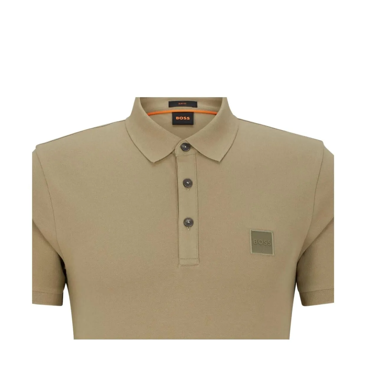 BOSS Passenger Logo Patch Khaki Polo Shirt