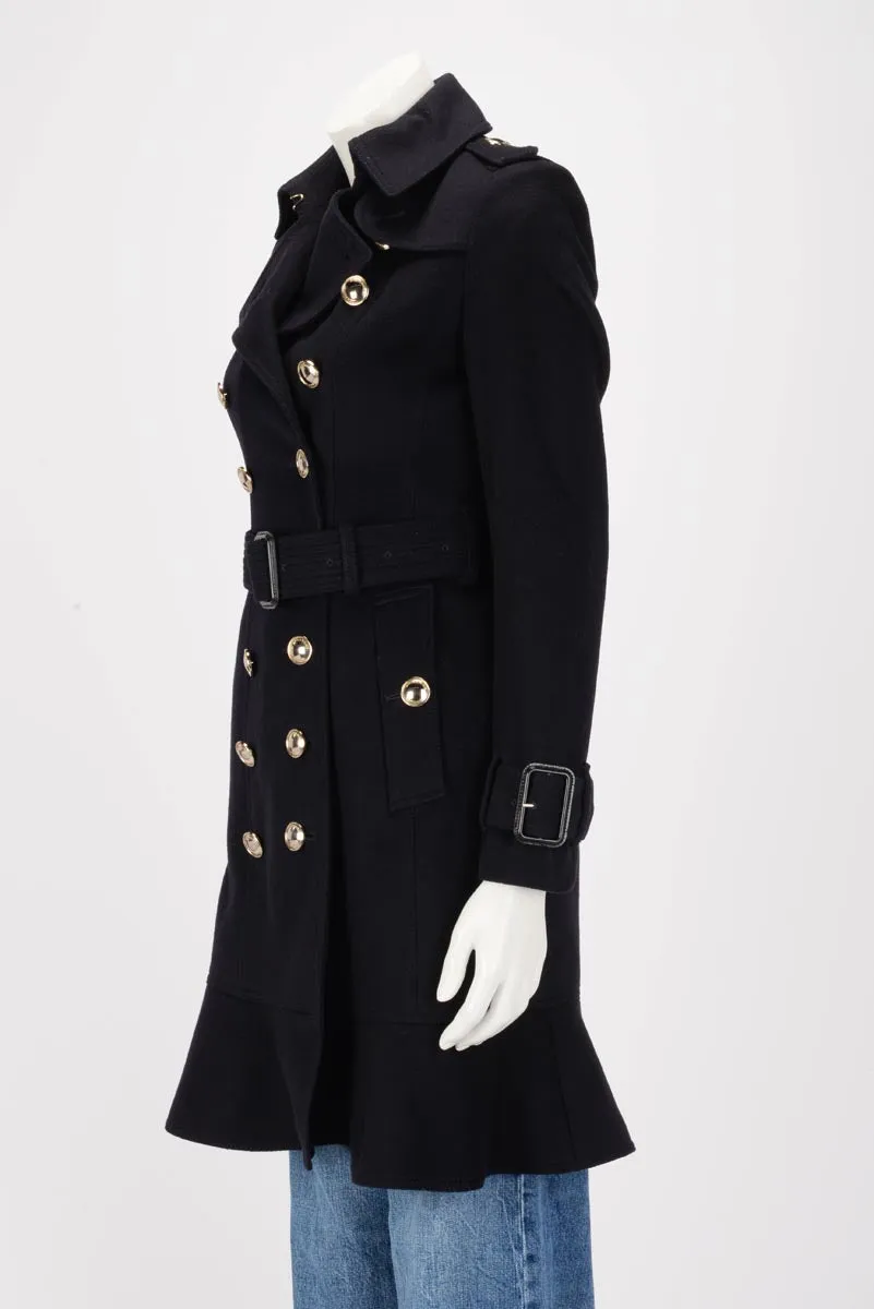 Burberry Navy Wool & Cashmere Double Breasted Coat UK 4