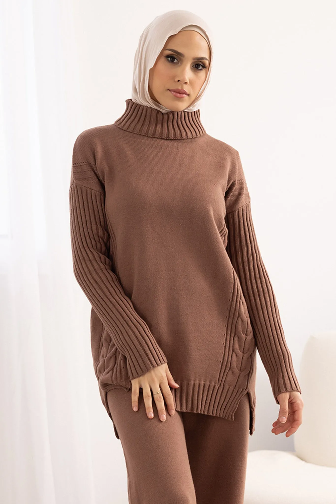 Cable Trim Knit Top