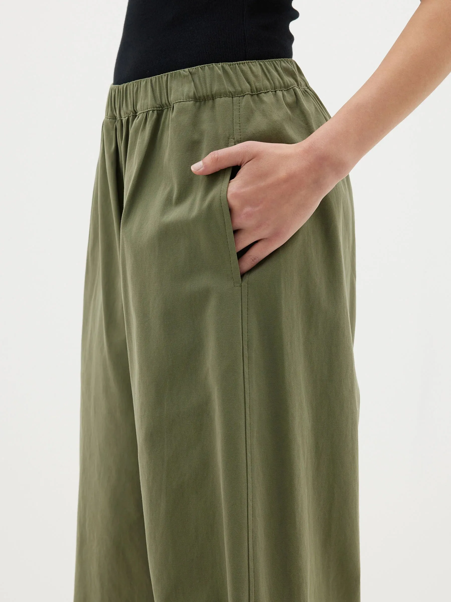 CANVAS SPLIT HEM PANT - KHAKI