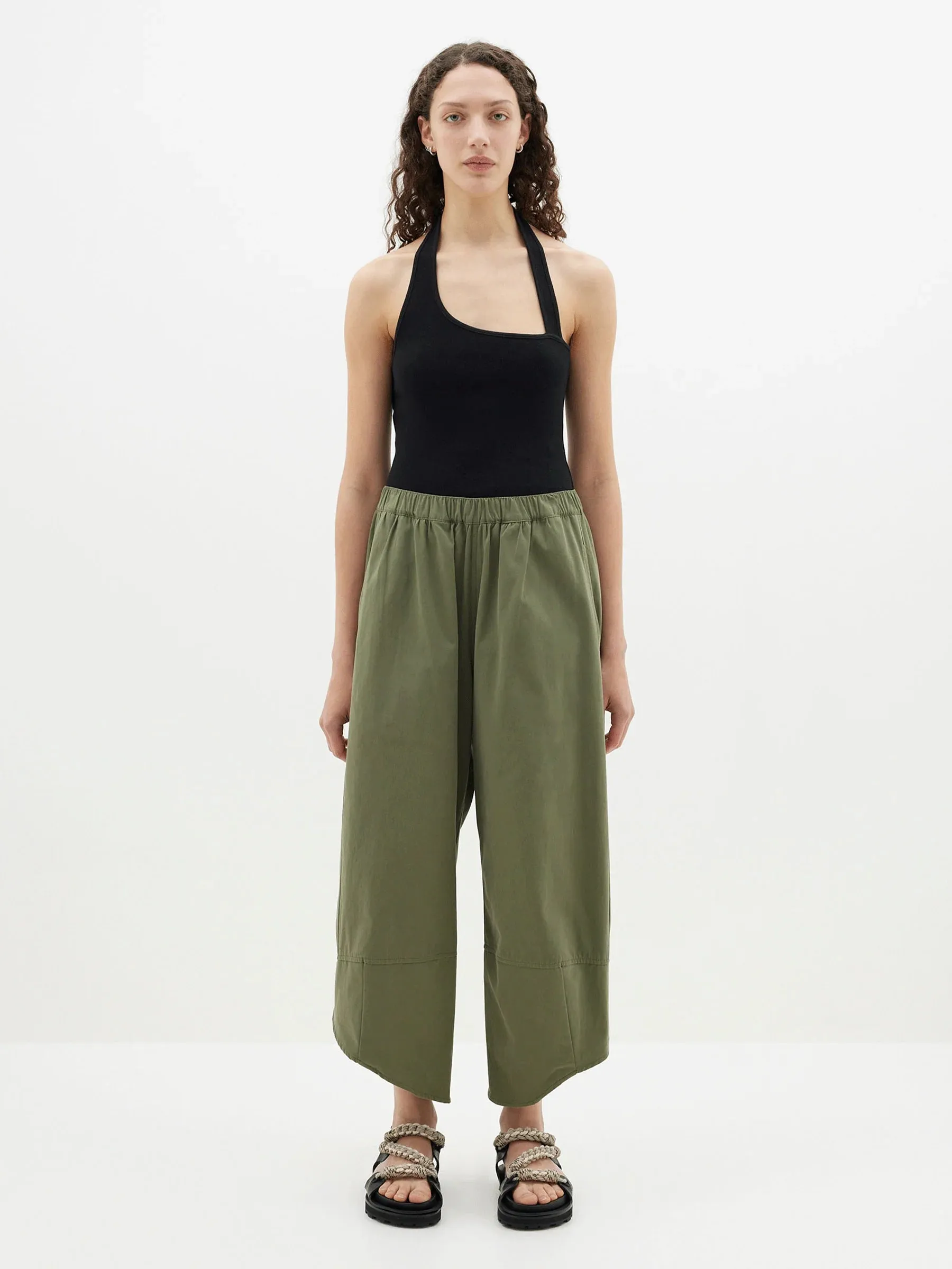 CANVAS SPLIT HEM PANT - KHAKI