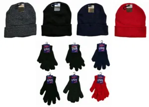 children's cuffed knit hats and magic gloves combo packs Case of 120