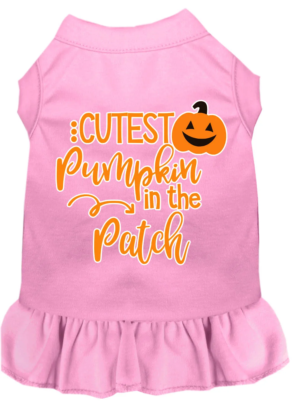 Cutest Pumpkin In The Patch Screen Print Dog Dress Light Pink Sm