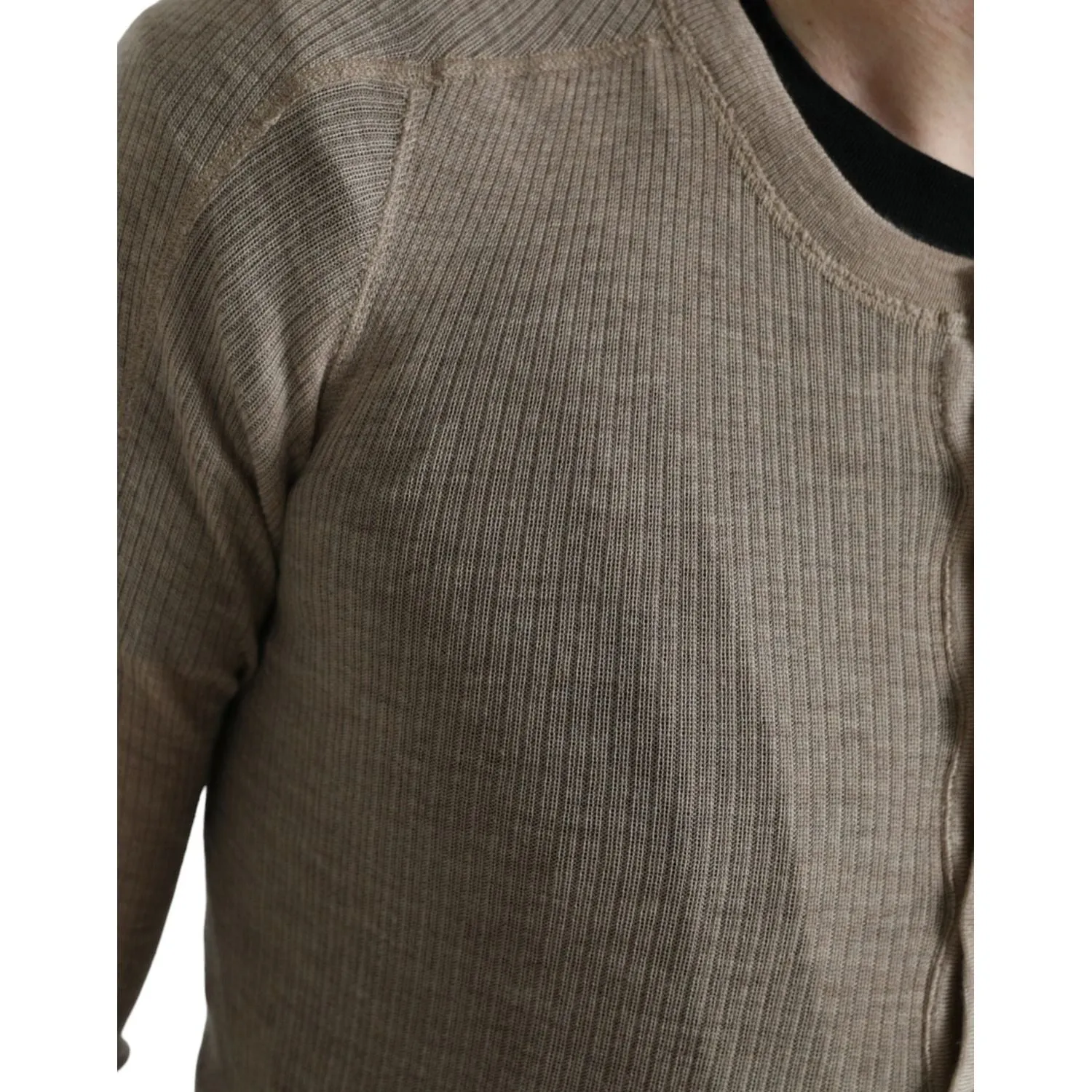 Dolce & Gabbana Elegant Beige Henley Cashmere Sweater