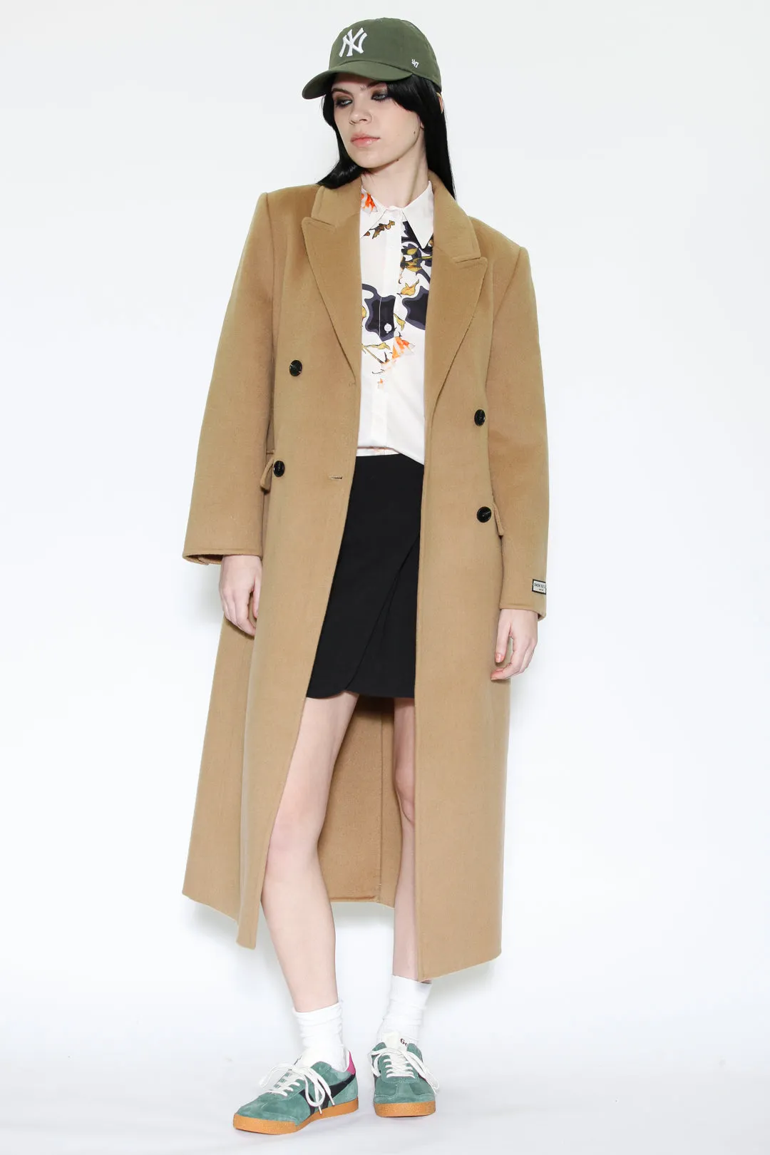 Double-Sided Wool Camel Wrap Coat