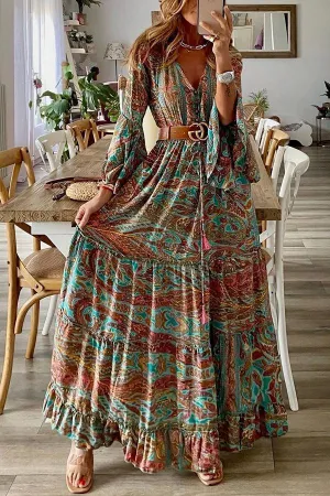 Down The West Coast Bohemia Print Maxi Dress