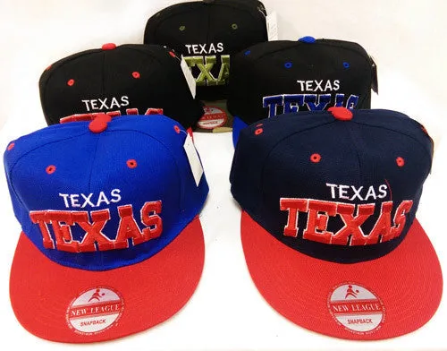 flat bill snap back hat texas Case of 24