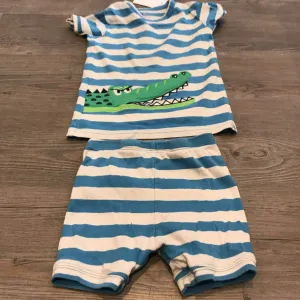 Gap 2pc White bluestripe crocodile shortbtm Pyjamas 3T