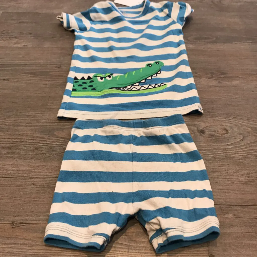 Gap 2pc White bluestripe crocodile shortbtm Pyjamas 3T