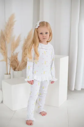 Girls Lemon Bunny Print Pyjamas