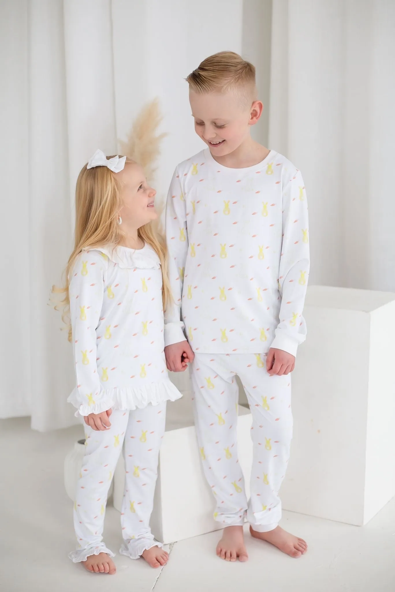 Girls Lemon Bunny Print Pyjamas