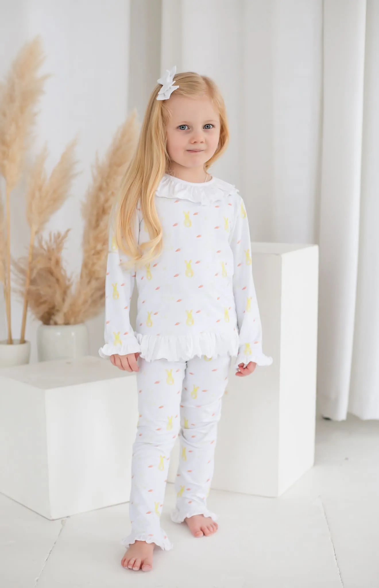 Girls Lemon Bunny Print Pyjamas