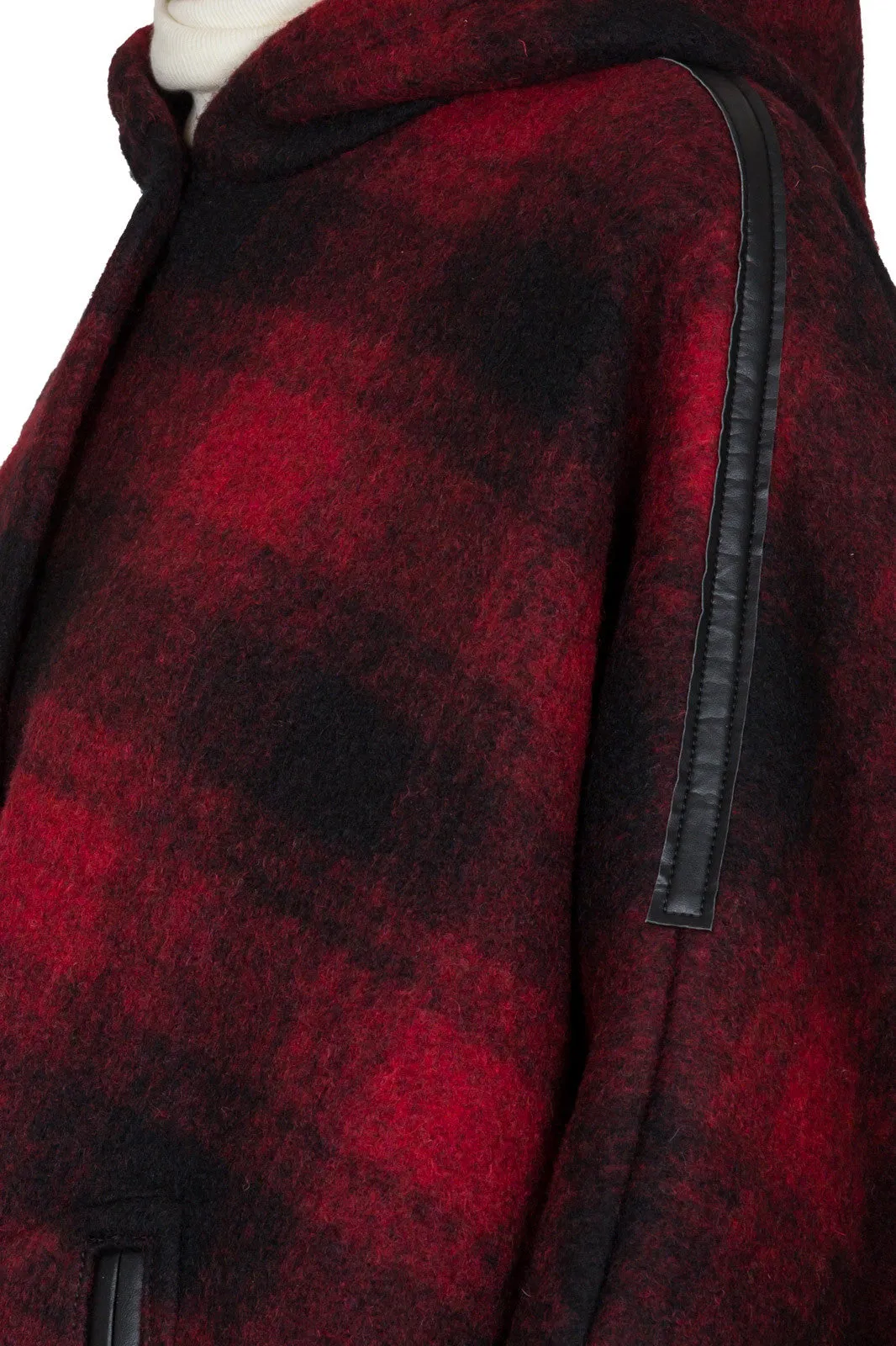 Hooded Check Oversize Coat