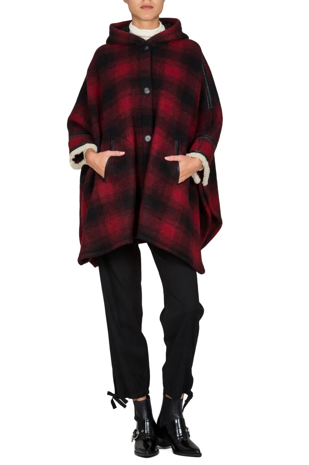 Hooded Check Oversize Coat