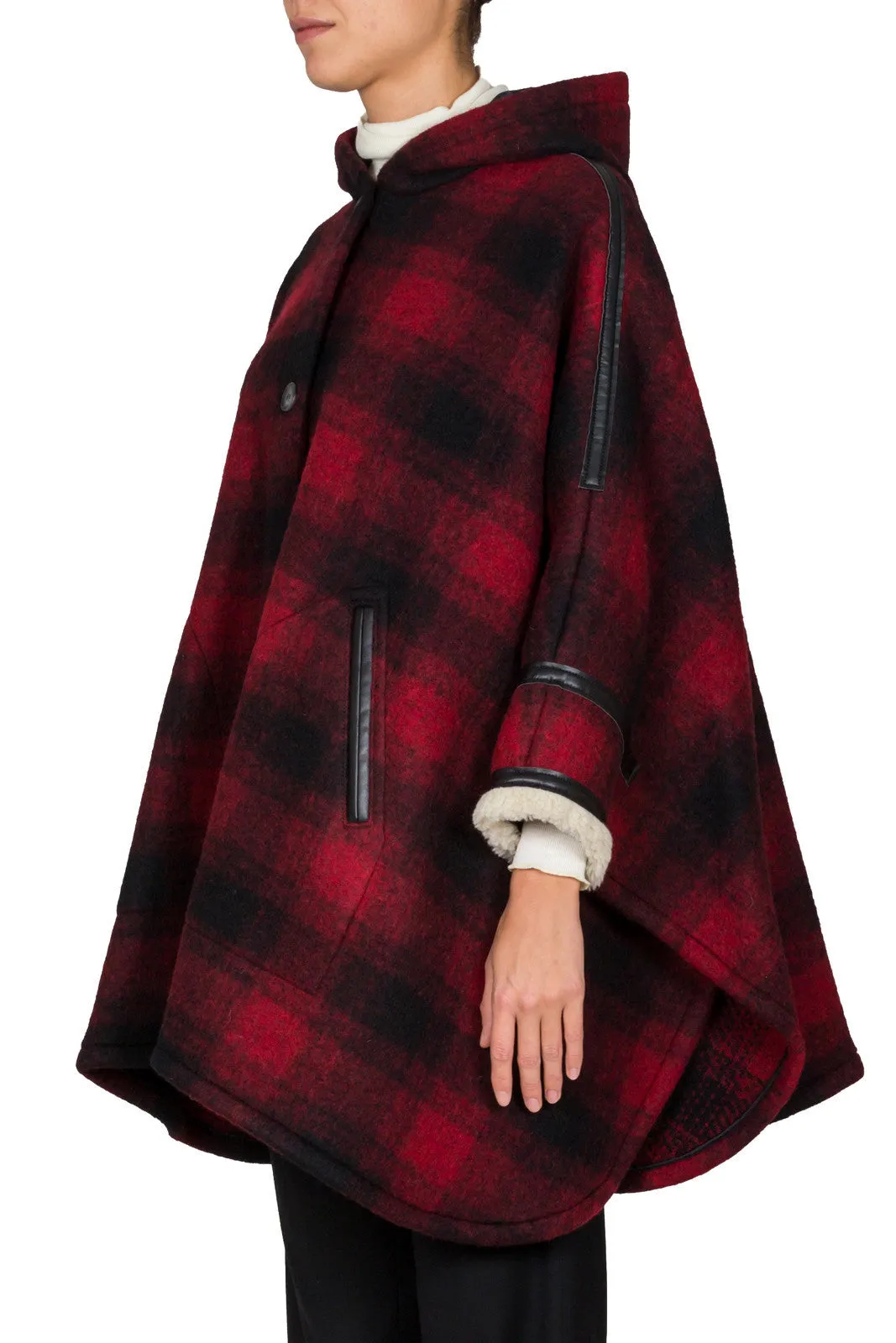 Hooded Check Oversize Coat