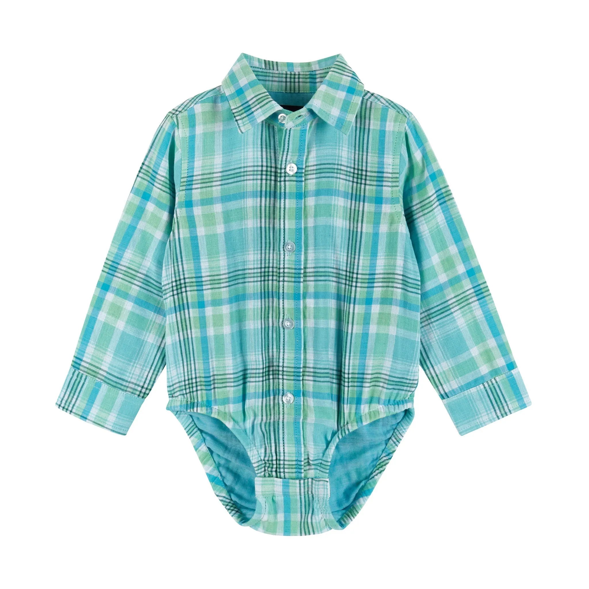 Infant 4-piece Plaid & Sweater Vest Set | Green & Navy