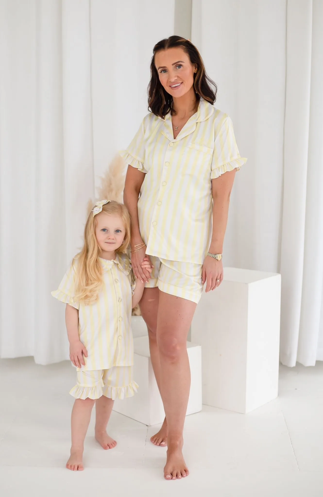 Ladies Lemon Stripe Pearl Pyjamas