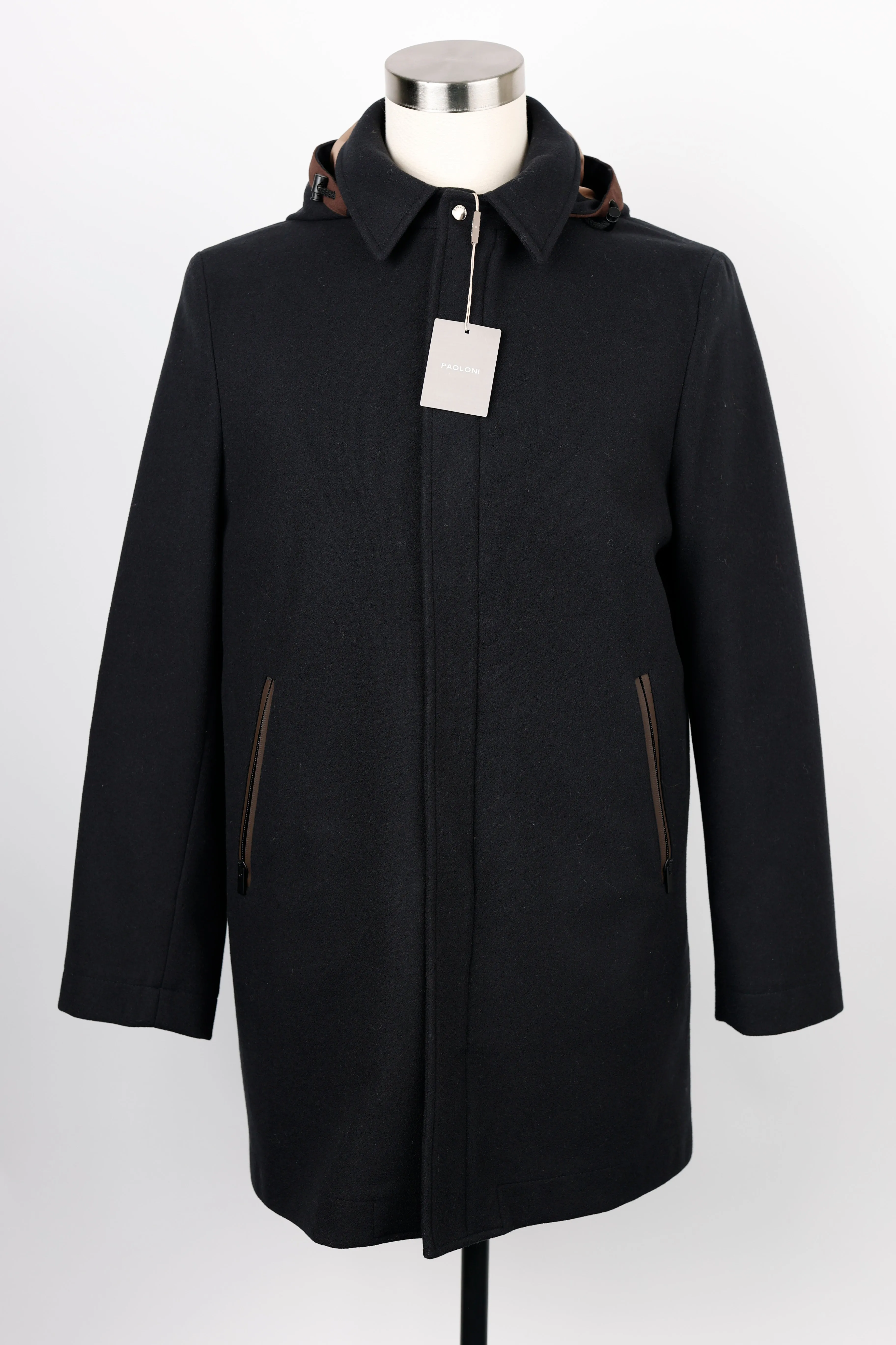 Long Hooded Wool Dress Coat