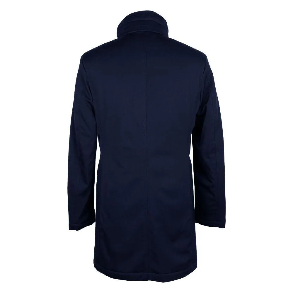 Made in Italy Elegant Blue Virgin Wool Storm System Coat