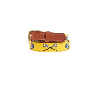 Needlepoint Belt-Lacrosse Yellow and Blue Needlepoint Design