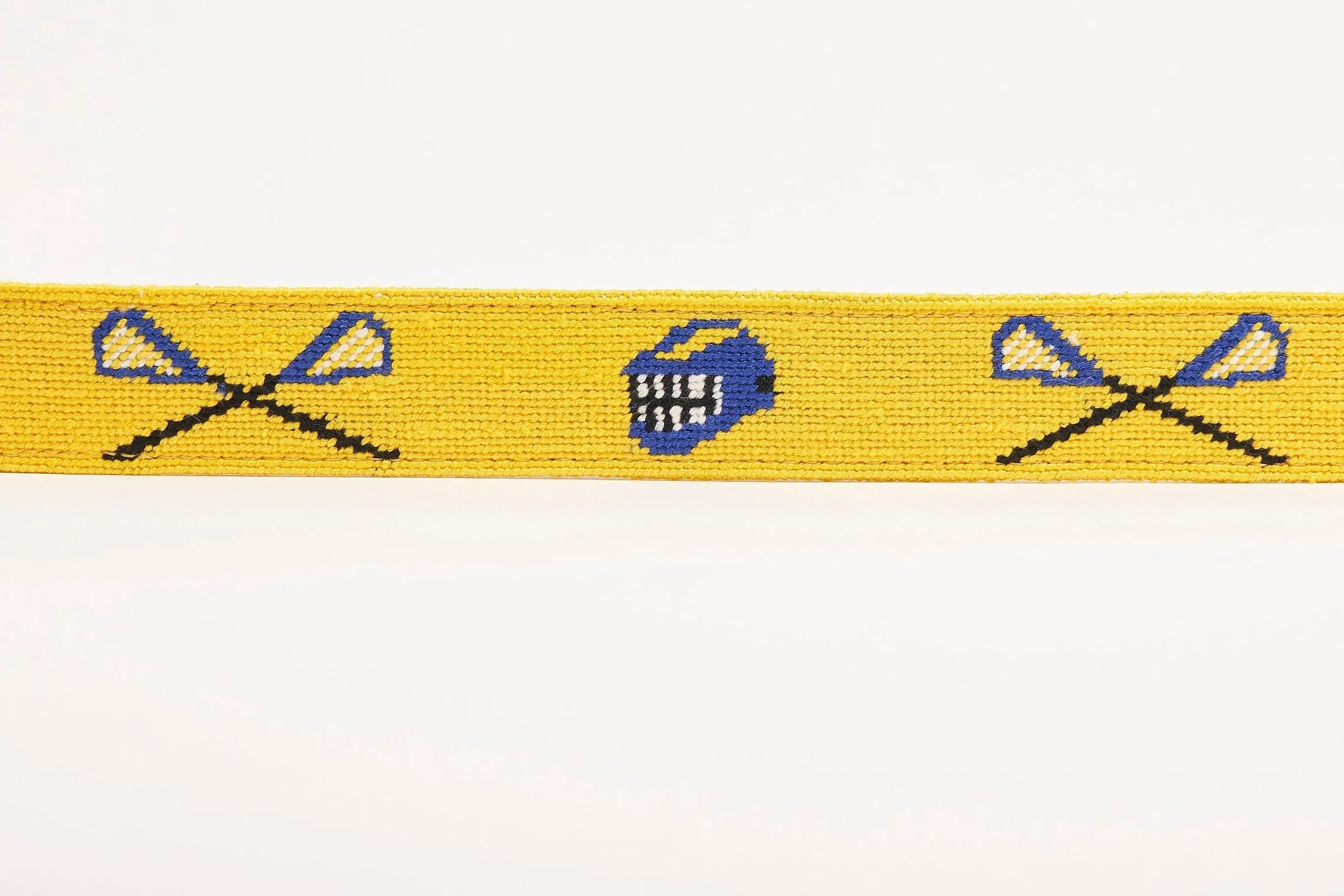 Needlepoint Belt-Lacrosse Yellow and Blue Needlepoint Design