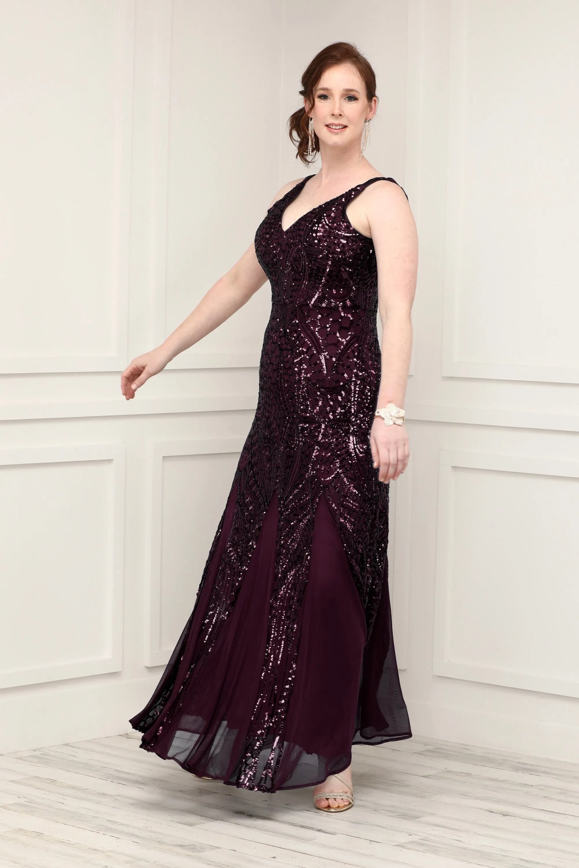 Nightway Petite Sleeveless Sequin Embellished Gown