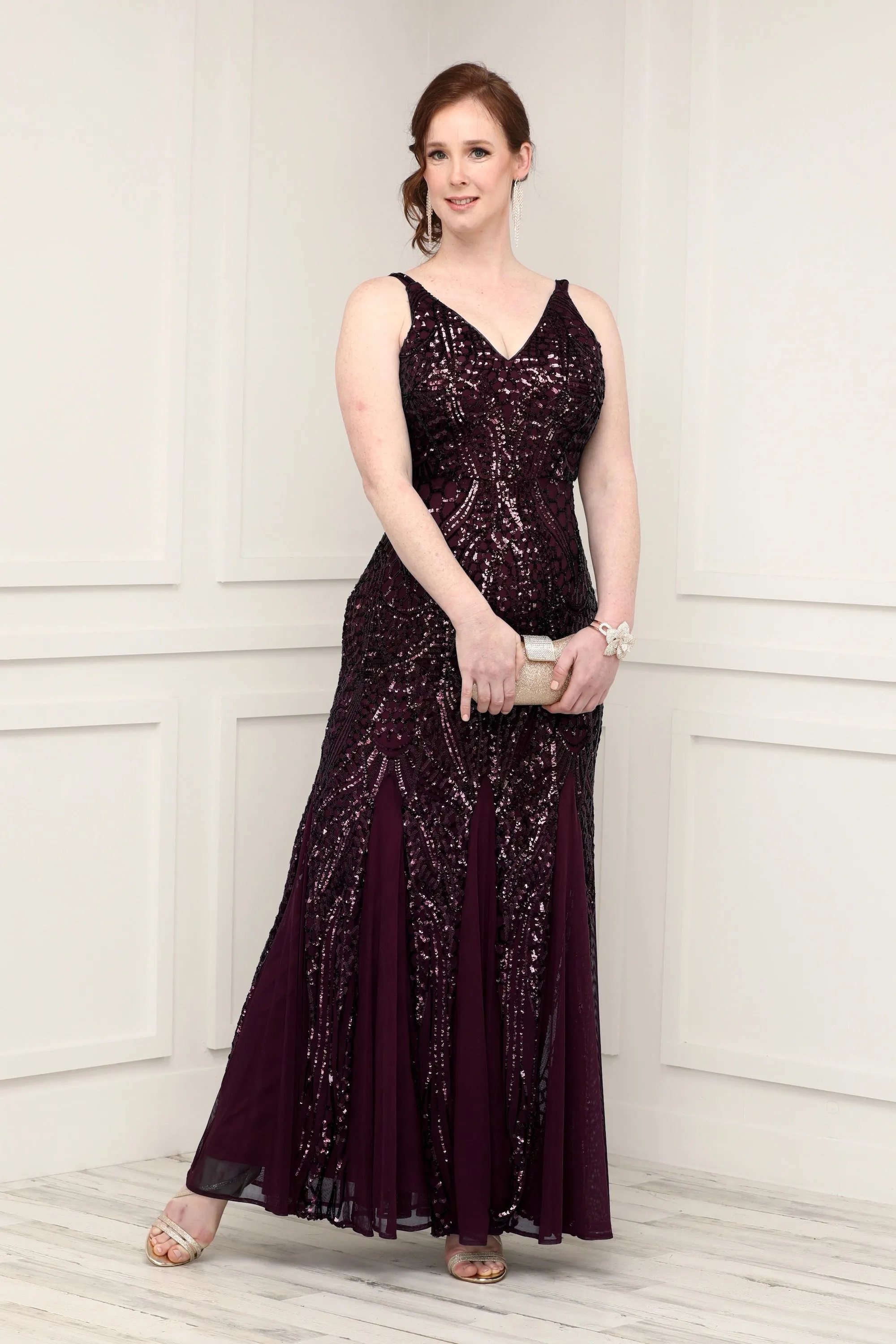 Nightway Petite Sleeveless Sequin Embellished Gown