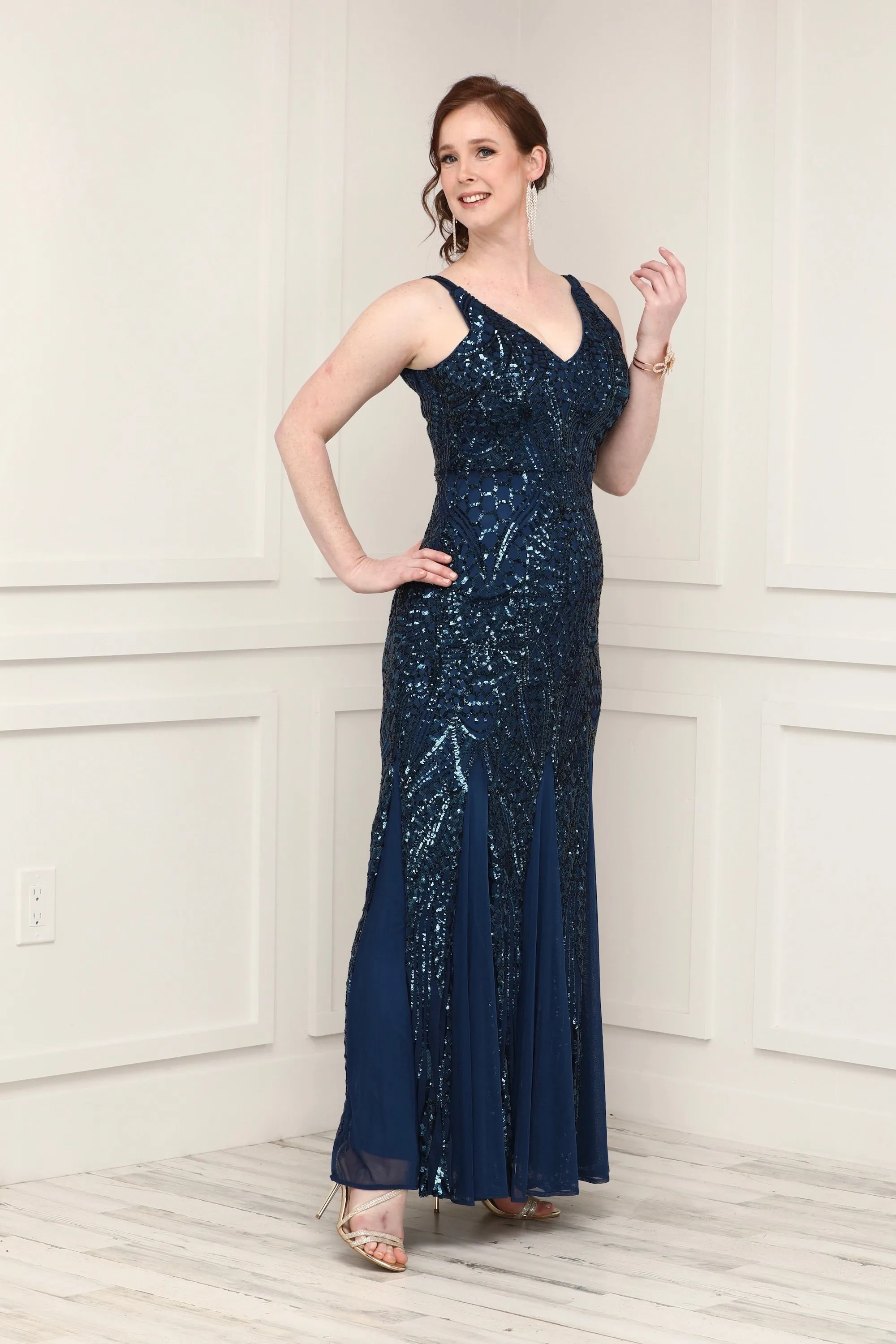 Nightway Petite Sleeveless Sequin Embellished Gown