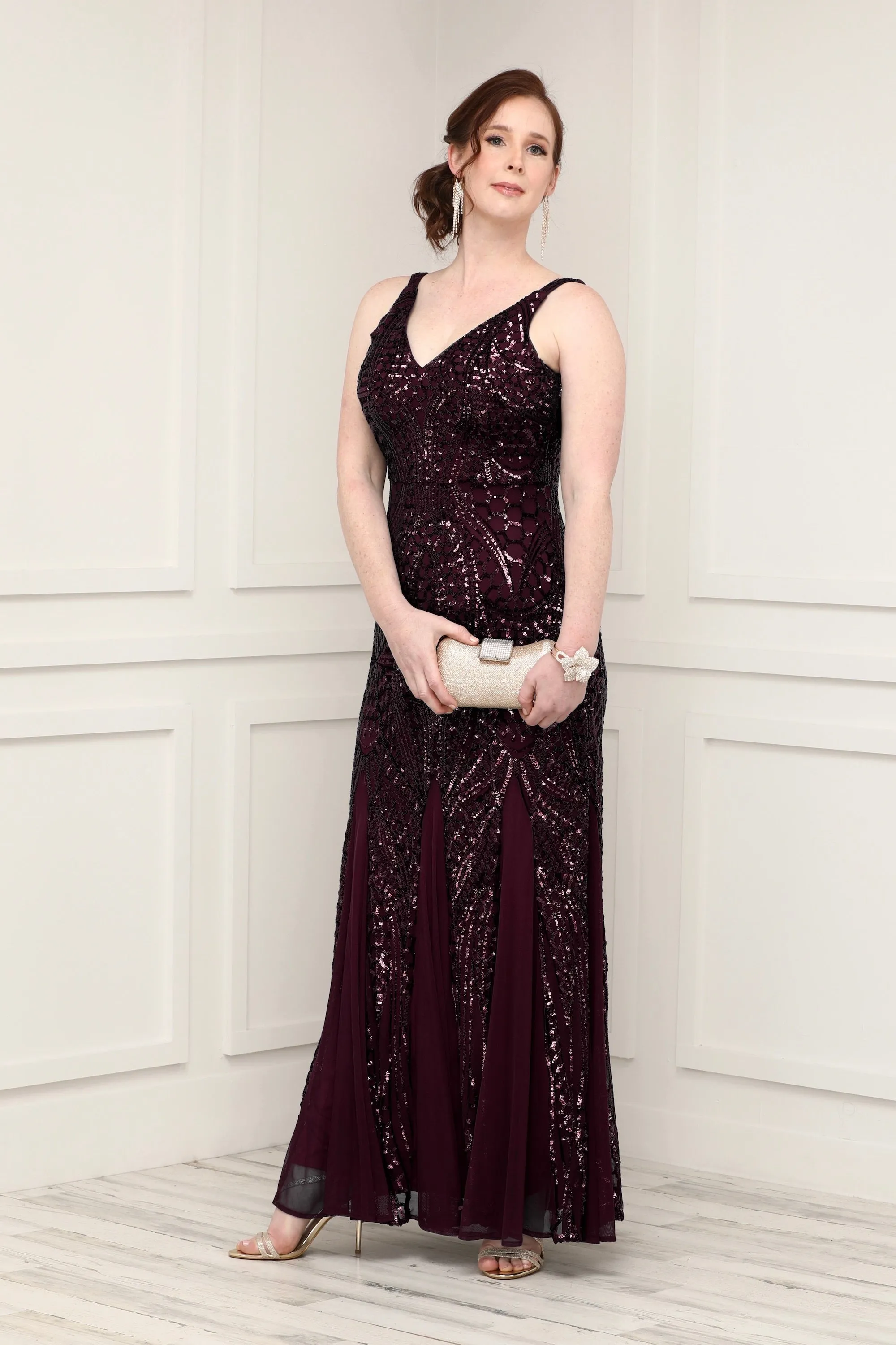 Nightway Petite Sleeveless Sequin Embellished Gown