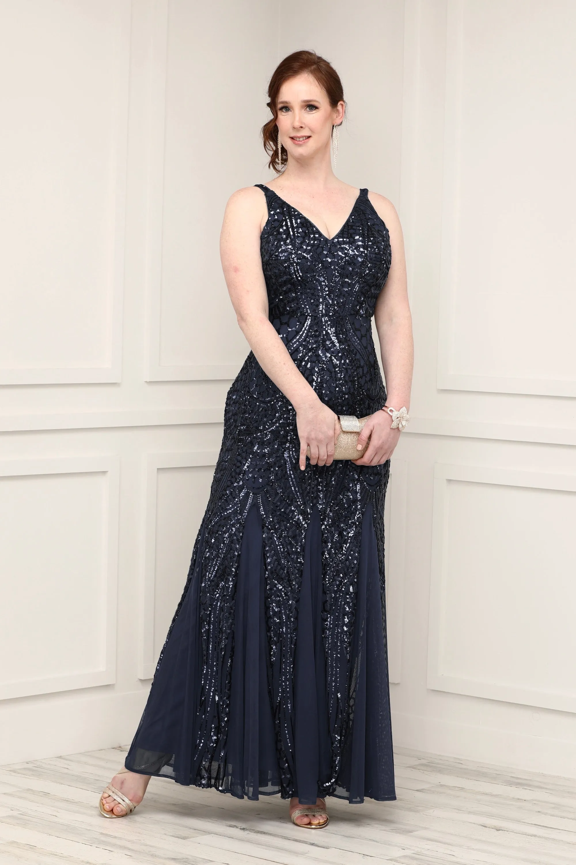 Nightway Petite Sleeveless Sequin Embellished Gown