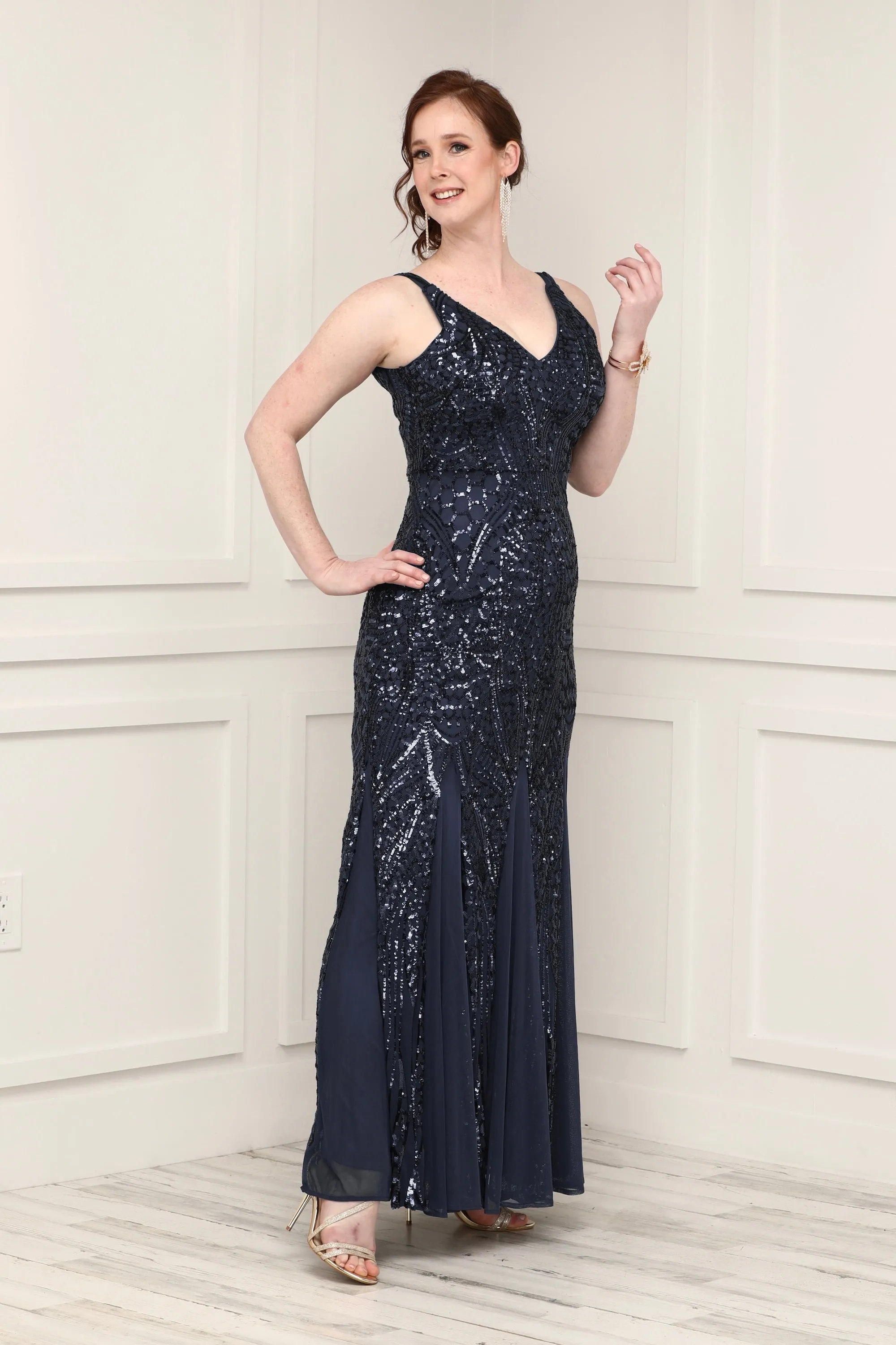 Nightway Petite Sleeveless Sequin Embellished Gown