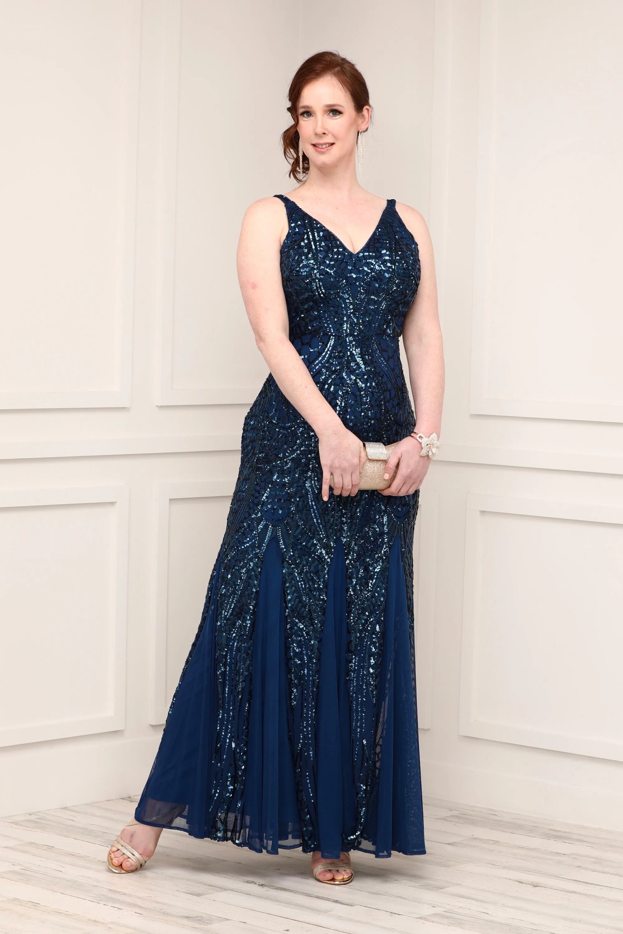 Nightway Petite Sleeveless Sequin Embellished Gown