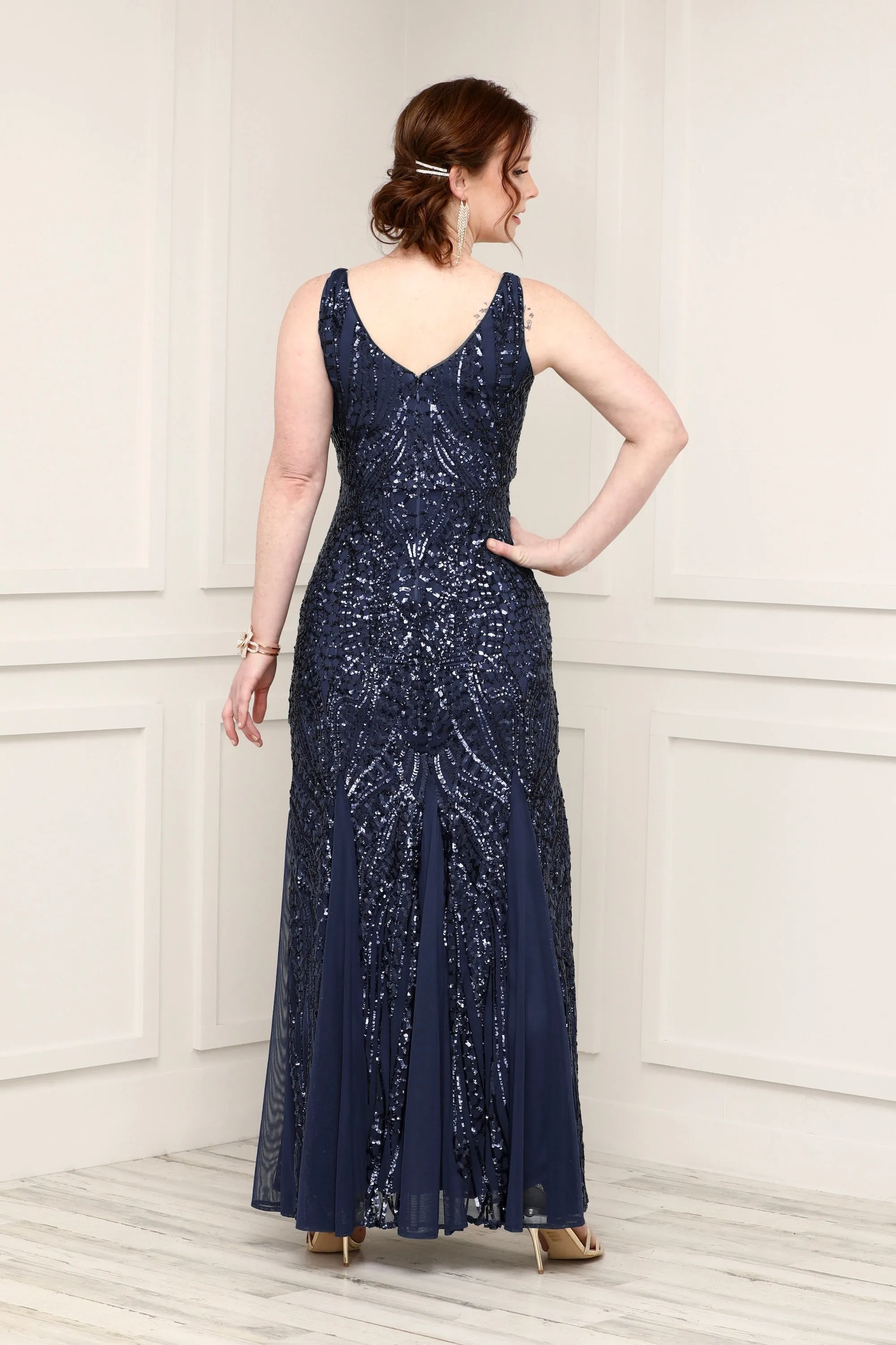 Nightway Petite Sleeveless Sequin Embellished Gown