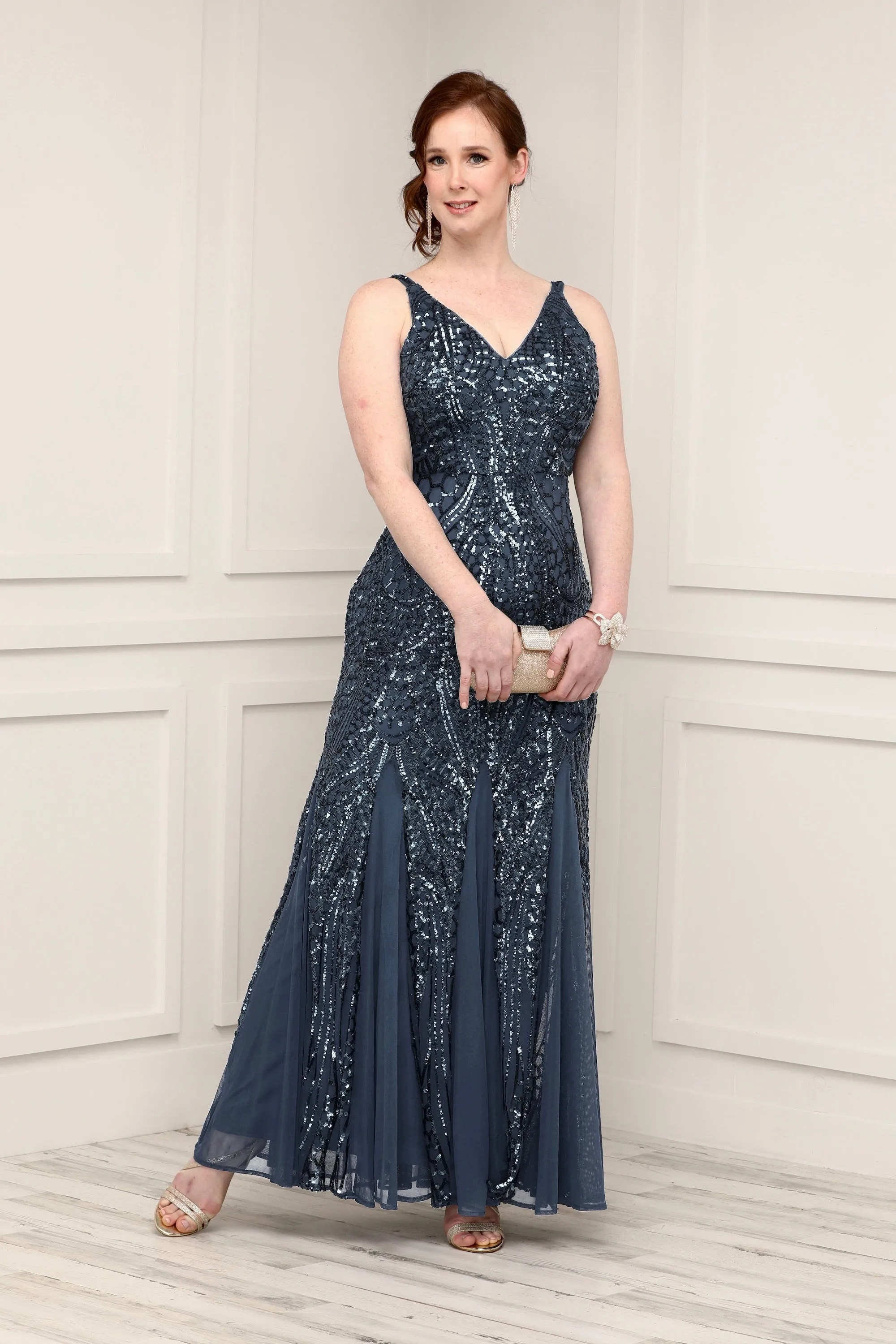 Nightway Petite Sleeveless Sequin Embellished Gown