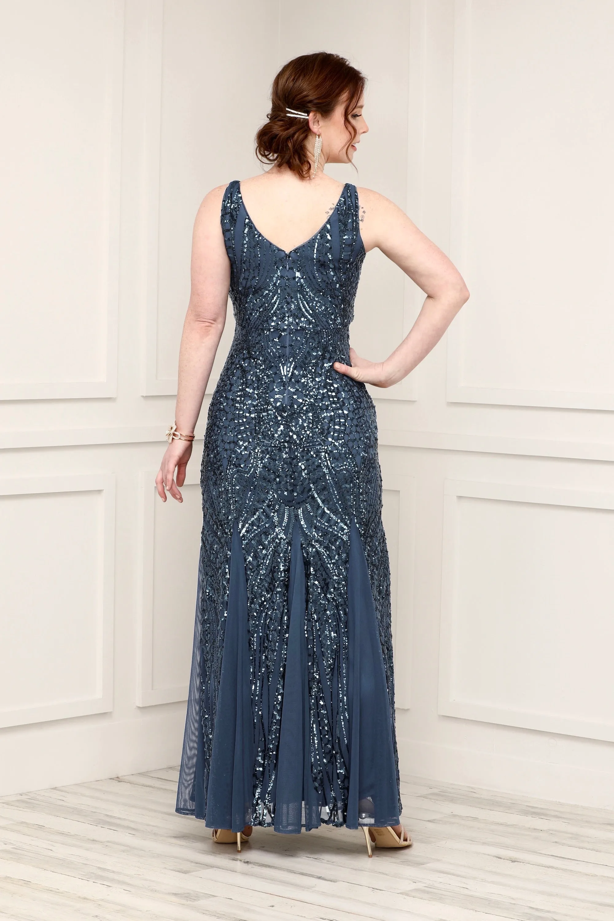 Nightway Petite Sleeveless Sequin Embellished Gown