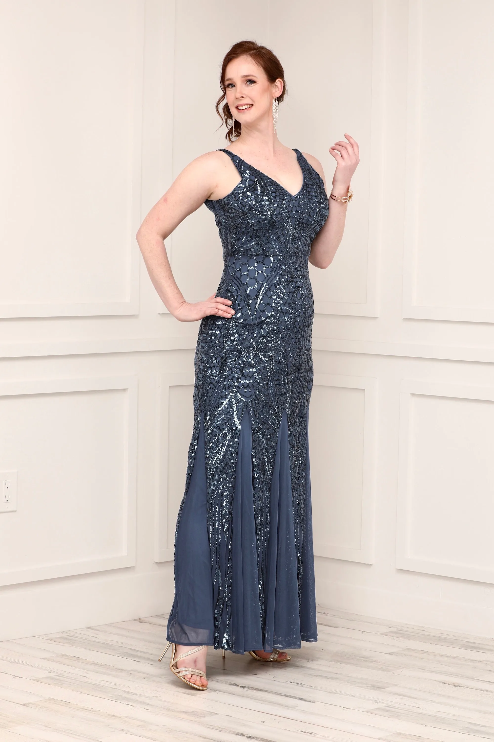 Nightway Petite Sleeveless Sequin Embellished Gown