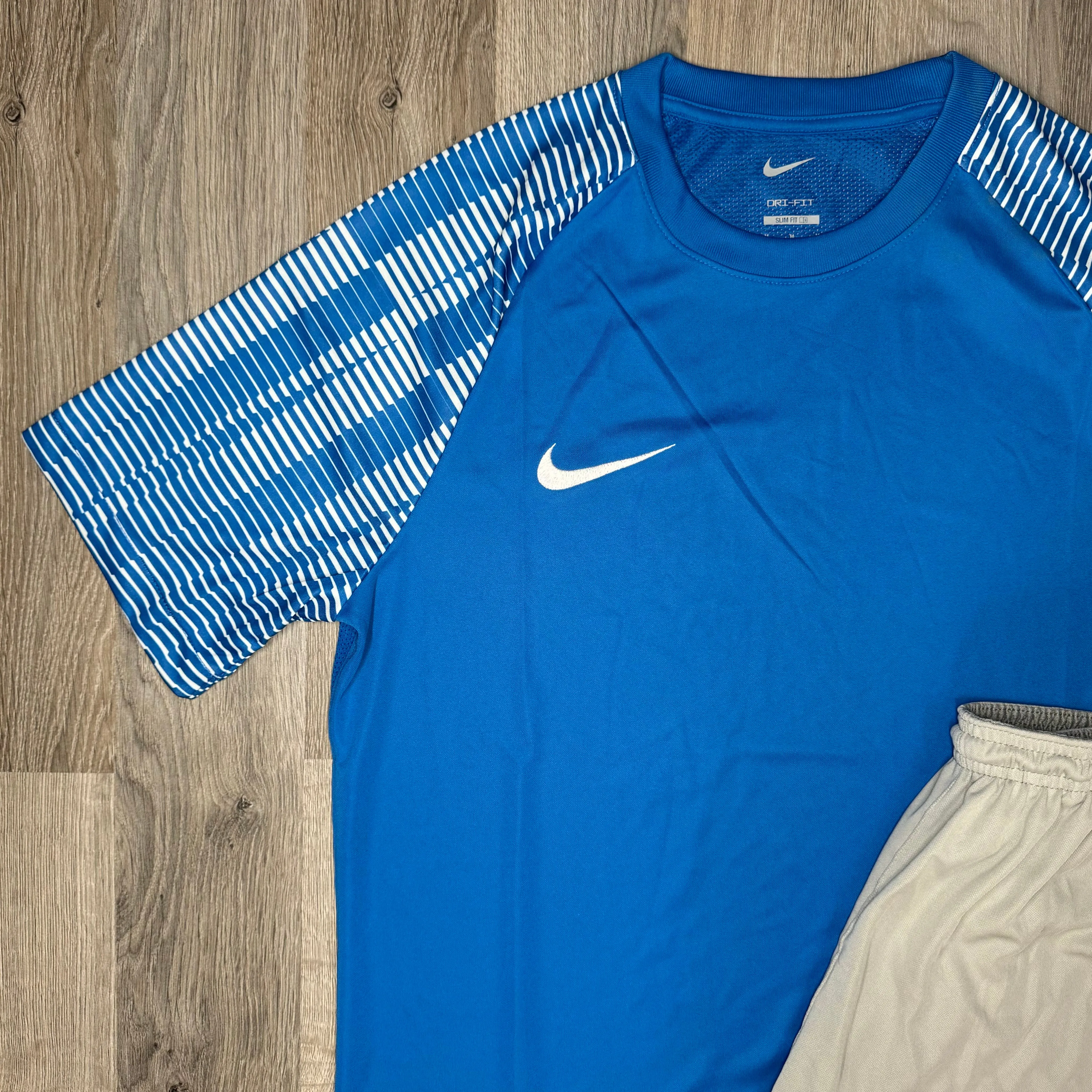 Nike Dri Fit Academy Set - Tee & Shorts - Blue / Grey