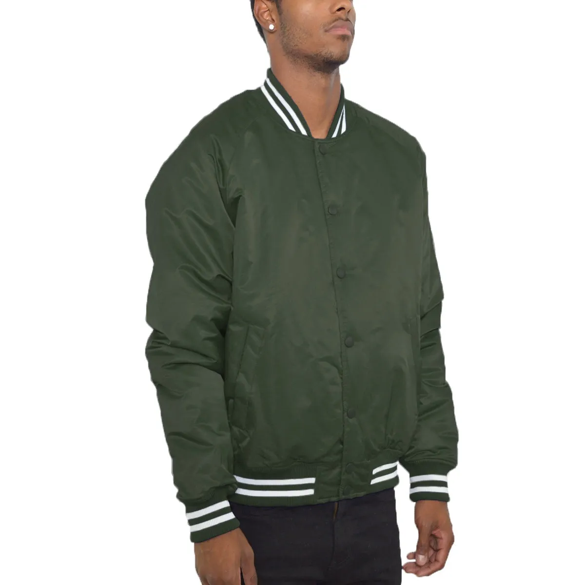 Olive Snap Button Windbreaker Bomber