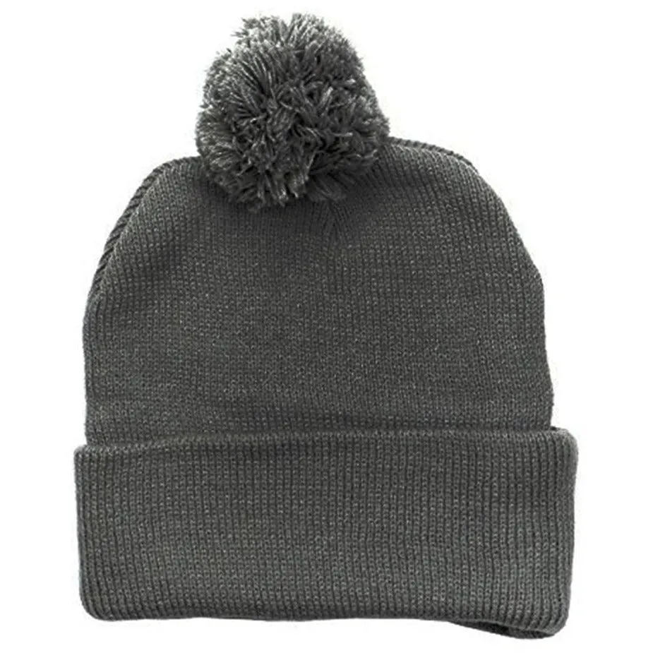 Plain Cuffed Winter Pom Beanie