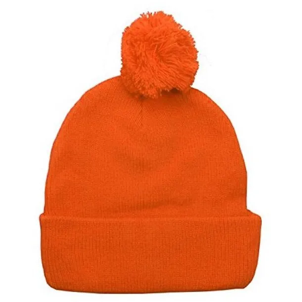 Plain Cuffed Winter Pom Beanie