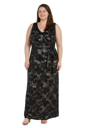 Plus Size Women's Evening Lace Gown Fitted Waist