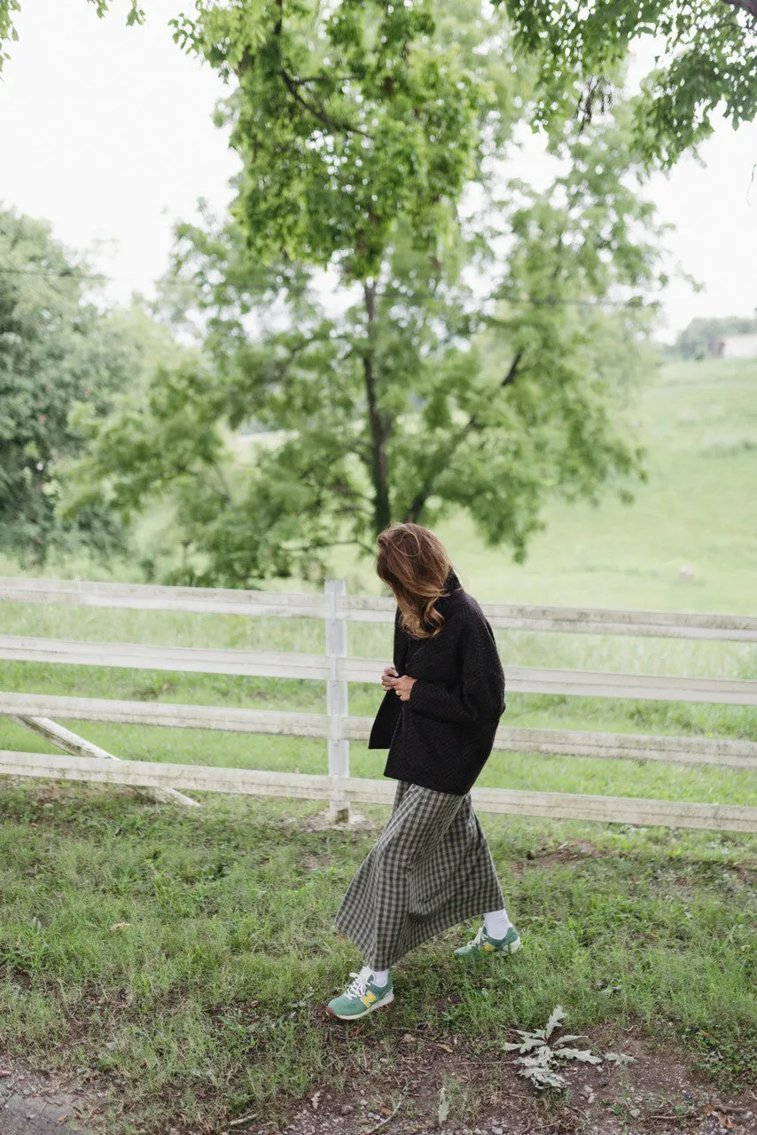 Portuguese Wool Pieper Coat in Black and Brown Herringbone - Pre-Order 12/31